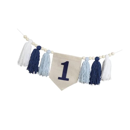 perfk Holzperle Quaste Tassel 1. Geburtstag Banner, Perle Quaste Garland für Babyparty, Blau von perfk