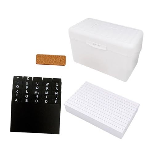 perfk Karteikarten-Organizer-Box, 7,6 x 12,7 cm, Aufbewahrungsbox, Visitenkartenhalter mit linierten Karteikarten mit Kartenwerkzeug für Zuhause, Schule, Weiß von perfk