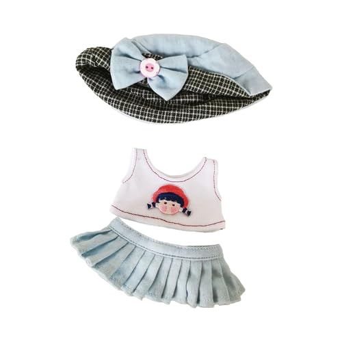 perfk Kleidung für Mini-Puppen, süßer Puppenkleidungsanzug, Jeansröcke-Set, Bequeme T-Shirts, Kostüme zum Anziehen, Puppenkleidung zum Selbermachen, Mädchen-Set von perfk