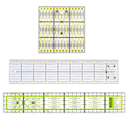 perfk Patchworks-Lineal Set, Acryl Quilt-Lineal, 3 Größe: 15x15cm, 10x45cm, 5x30cm von perfk