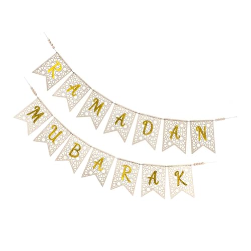 perfk Ramadan Banner ziehen Flagge Dekorationen Moderne Türhänger Eid Mubarak glückliche Geschenke Ramadan Hanging Ornamente für Veranstaltungen, Gold von perfk