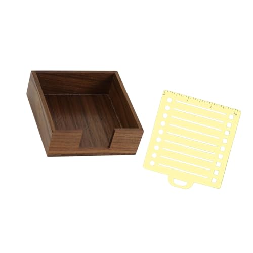 perfk Sticky Note -Halter mit Schablonen -Büro -Veranstalter Raumsparen sparen Sie verbesserten Sticky Notes Spender Holder für Office Desktop, Braun von perfk