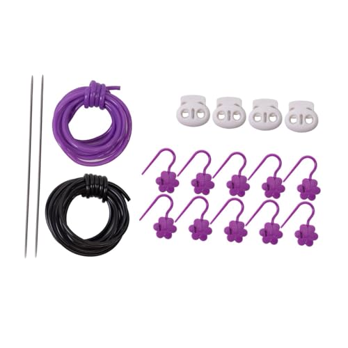 perfk Strickstiches Keeper Stitch Halterstich Halten Kordel Schmuck, Strickkabelschlösser Friseurstich Stopper Macht, Violettes Schwarzes Kabel perfk Strickstiches Keeper Stitch Halterstich Halten Kordel Schmuck, Strickkabelschlösser Friseurstich Stopper Macht, Violettes Schwarzes Kabel von perfk