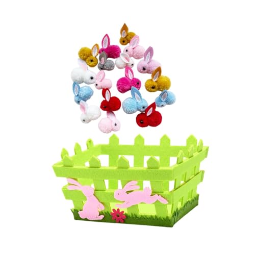 perfk Vorgefüllter Osterkorb, Stofftiere Kaninchen Bulk Organizer Korb Stuffers Füllstoffe für Kinder Kinder Klassenzimmer Belohnungen, Zaun von perfk