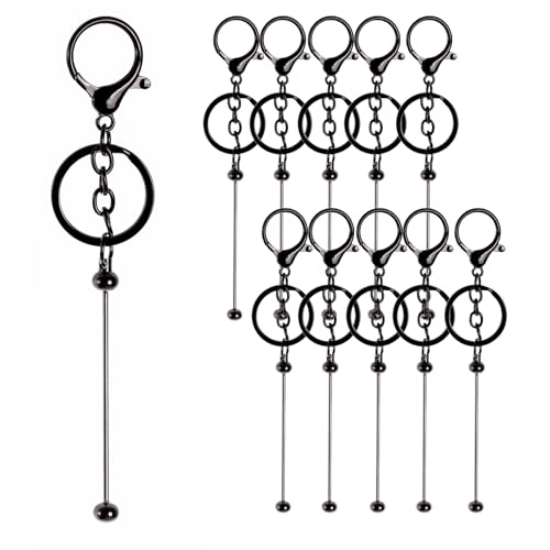 10 x Perlen-Schlüsselanhänger-Stangen, Perlenschlüsselbund, Bastelset für Bastelarbeiten, Dankeschön-Geschenke (schwarz) von phnydreg