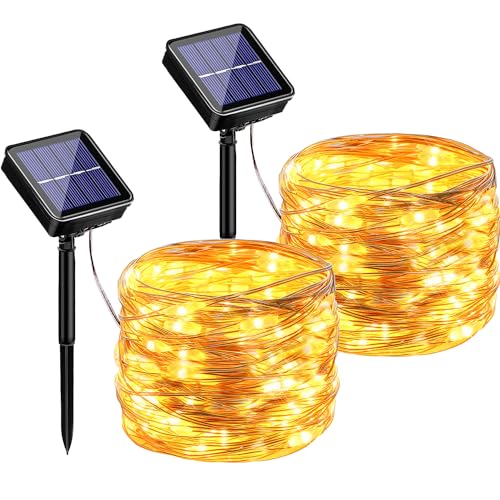 phosir Solar Lichterkette Aussen - 2x17M 300LED Lichterkette Außen Solar Outdoor - 8 Modi IP65 Wasserdicht Solarlichterkette Außen Wetterfest für Balkon Garten Patio Weihnachten Wedding (Warmweiß) von phosir