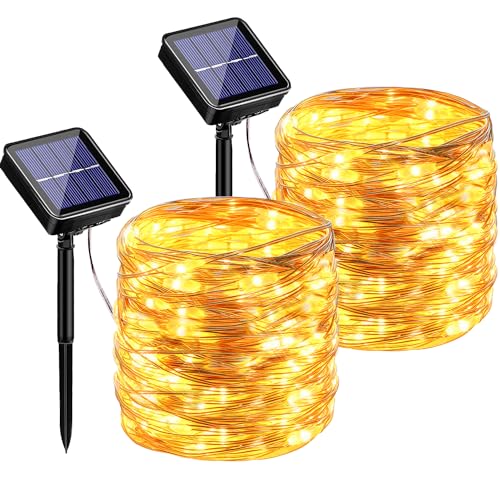 phosir Solar Lichterkette Aussen - 2x26M 480 LED Lichterkette Außen Solar Outdoor - 8 Modi IP65 Wasserdicht Solarlichterkette Außen Wetterfest für Balkon Garten Patio Weihnachten Wedding (Warmweiß) von phosir