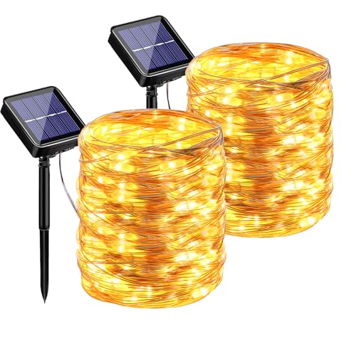 phosir Solar Lichterkette Aussen - 2x26M 480 LED Lichterkette Außen Solar Outdoor - 8 Modi IP65 Wasserdicht Solarlichterkette Außen Wetterfest für Balkon Garten Patio Weihnachten Wedding (Warmweiß) von phosir