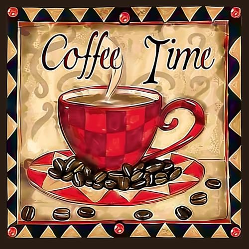 Coffee Time Diamond Painting Kits - PigBoss 5D Full Diamond Painting by Numbers - Crystal Diamond Embroidery Cross Stitch Coffee Kitchen Decor Art Gift for Adults (30 x 30 cm) von pigpigboss