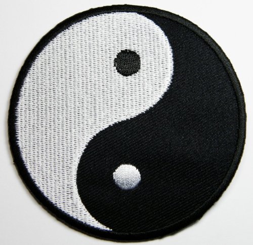 Aufnäher Bügelbild Aufbügler Yin Yang Patches(Silver & Black) Embroidered Iron on or Sew on Patch von pina calada