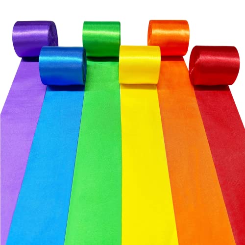 60m Regenbogen-Satinband 50mm Breit Bunte Stoffbänder Große Seidensatin-Girlande zum Aufhängen für Geschenkverpackungen Basteln DIY Nähen Haarschleife Geburtstag Stuhl Party von PinkBlume