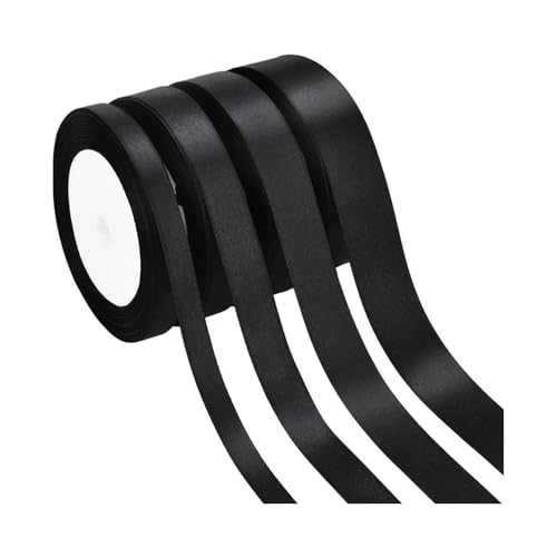 Satinband, handgefertigt, 6 mm - 50 mm, 22 m, Ripsbänder zum Basteln, für Blumen, Kuchen, Geschenkverpackungen, Ladenbedarf (2,5 cm schwarz) von pipisweet