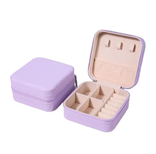 pipisweet 1 x Tragbare Schmuckschatulle Reiseorganizer für Frauen, Geschenk, Lederohrringe, mit Reißverschluss (Farbe Hellviolett) von pipisweet