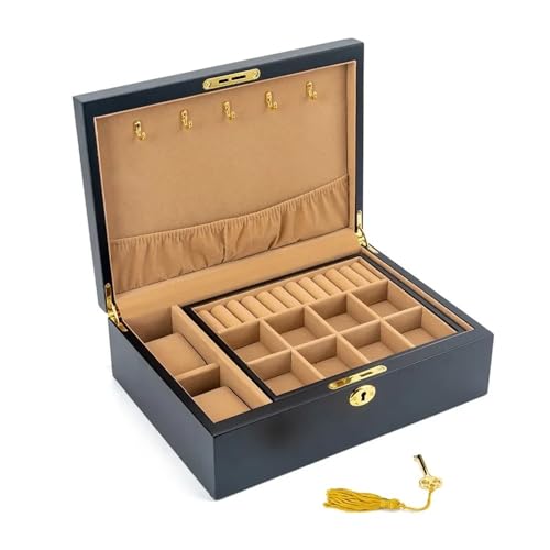 pipisweet Damen-Schmuckschatulle, Holz, Halskette, Ohrringe, Präsentationsständer, Ringe, Schmuck-Boxen, Ständer und Organizer für Armbänder (B2) von pipisweet