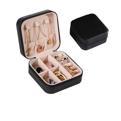 pipisweet Joyeros Schmuckaufbewahrung Reise Schmuck Organizer Tragbare Schmuckschatulle PU Leder Schwarz von pipisweet