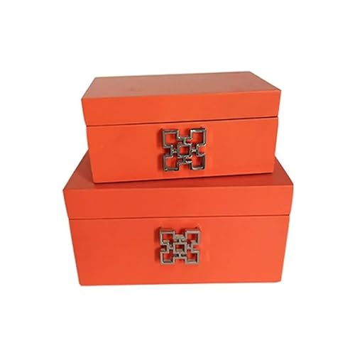 pipisweet Luxus Holz Schmuckschatulle Etui Armband Kette Schmuckbox Ohrring Organisator Samt Tablett Display Geschenk (Orange, 27 x 18 x 14,5 cm, 1 von pipisweet