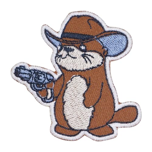 pipomama Otter Cowboy-Aufnäher zum Aufbügeln für Kleidung, bestickt, Aufnäher, Emblem, Basteln, Braun von pipomama