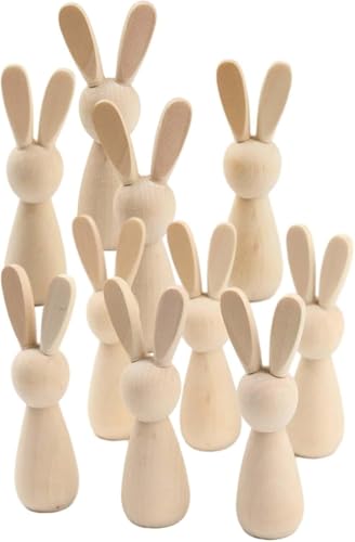 pistro 10 Stück unlackierte Holzpuppen Kaninchenfigur Farbe DIY Puppenkörper Peg People for Peg Game Flower Pots Kids Adults von pistro