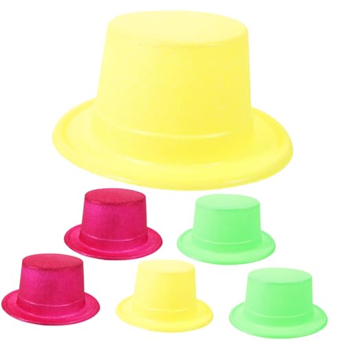 pistro 6 Stück Party-Papierhüte – Funkelnde Fedora-Mützen, fluoreszierende Partyhüte, Kostümzubehör für Festivals, Cosplay und Veranstaltungen von pistro