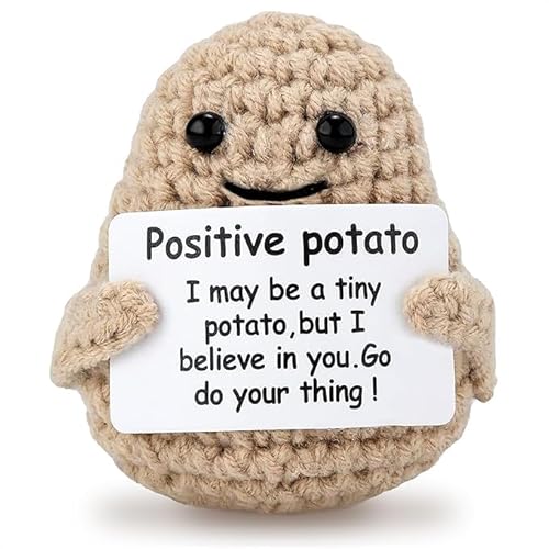 Positive Vegetable Crochet Plushies, Funny Emotional Support Potato, motivational mental health gifts for colleagues, Affirmation Gift Accessories for Positivity (Beige) von pixomixo