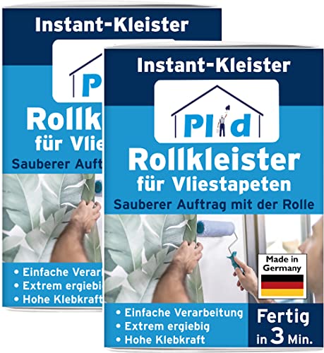 PLID® Rollkleister für Vliestapeten - Tapetenkleister in 3 min fertig - einfache Anwendung - Tapetenkleister für Vliestapeten mit glatter und strukturierter Rückseite - hoher Ergiebigkeit 2x200gr. von Plid