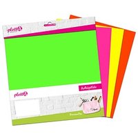 plottiX PremiumFlex Neon Aufbügelfolie farbsortiert Flex-Folie 30,0 x 30,0 cm,  4 St. von plottiX