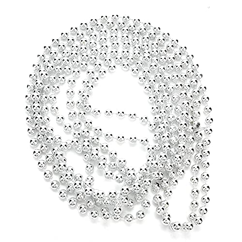 2,7 Meter lange silberne/goldene Perlenkette, Weihnachtsperlenkette aus Kunststoff und Harzmaterial, schöne und exquisite Perlengirlandenschnur, geeignet für die Dekoration (Silver) von plplaaoo