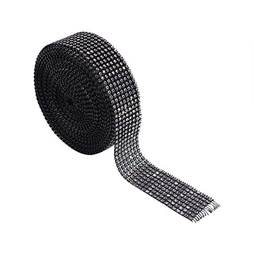 Diamant-Mesh-Band, Strass-Bandrolle, dekoratives Diamant-Mesh-Band, 3 Farben, 8 Reihen, 10 Yard, heiß zuschneidbares Diamant-Mesh-Band, funkelnde Strass-Kristallkette (Black) von plplaaoo