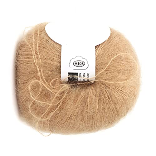 Mohair-Garn zum Häkeln, Angora-Garn, Merinowolle, Garn zum Stricken, Drops Kid Silk Mohair-Garn, Wolle, Kaschmir-Mohair-Mischgarn, beliebte weiche Strickwolle für DIY-Weben (18 khaki) von plplaaoo