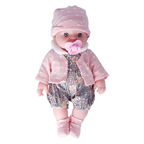 Wiedergeborene Puppen, wiedergeborene Babypuppen, lebensechte Babypuppe hat leuchtende Augen und einen weichen Körper, Babypuppe mit wunderschönem Blumenpyjama und Hut (Q12G-002C-026 grau geblümt) von plplaaoo