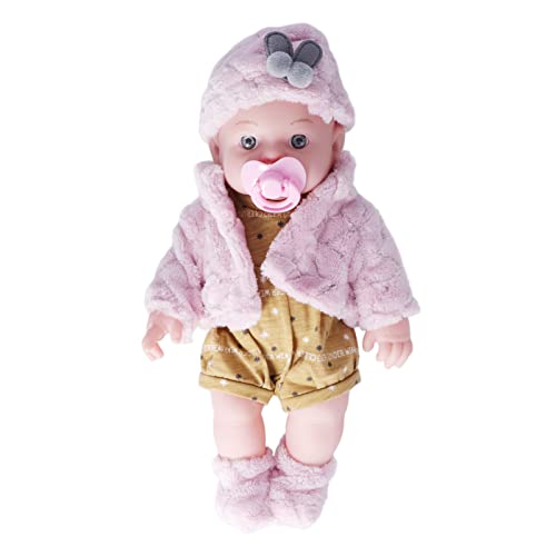 Wiedergeborene Puppen, wiedergeborene Babypuppen, lebensechte Babypuppe hat leuchtende Augen und einen weichen Körper, Babypuppe mit wunderschönem Blumenpyjama und Hut (Q12G-003C-026 rosa Samt) von plplaaoo