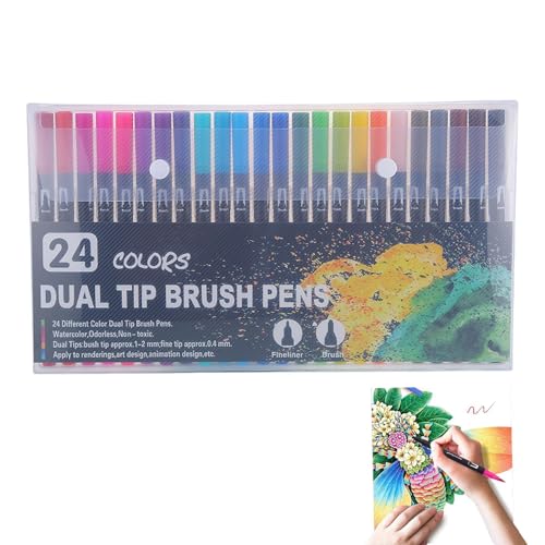 plsyyuw Fine and Brush Doppelspitzen-Marker-Set, Kinder-Pinsel-Marker, Schreibstifte, nummerierte Doppelspitzen-Marker zum Zeichnen, Skizzieren von plsyyuw