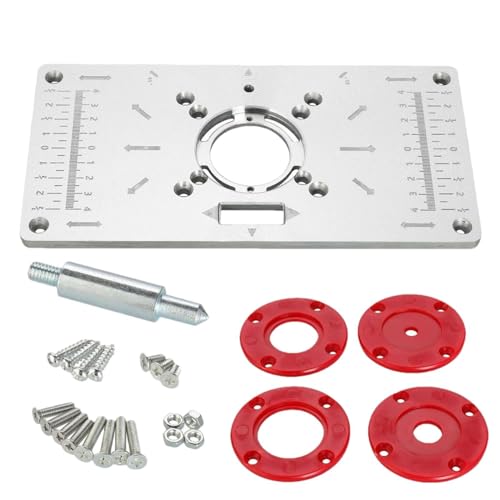 plsyyuw Fräser-Einsatzplatten-Set, Oberfräsen-Einsatzplatten-Set für Holzbearbeitung, Fräserschablonen, Tischeinsatzplatte, Aluminiumplatte, Trimmmaschine für Holzbearbeitung von plsyyuw