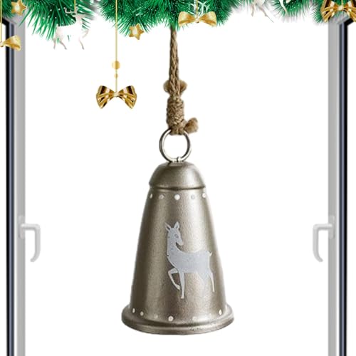 plsyyuw Glockenschmuck für den Weihnachtsbaum, Weihnachtsglockendekoration, Türglocke Rustikale Weihnachtsglocken, Hörbare Eisen-Metallglocken-Ornamente, Schneeflocke mit Juteseil für Weihnachtsbaum, von plsyyuw