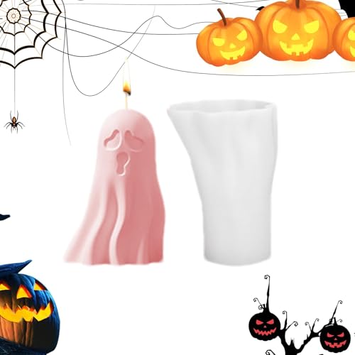 plsyyuw Halloween 3D-Formen,Halloween-Kerzenformen - Geisterform Harzform - Halloween-Silikonform, 3D-Duftkerzenherstellung, Wachsform, Gipsornament, Harz, Seife, Schokoladenform, Heimdekoration von plsyyuw