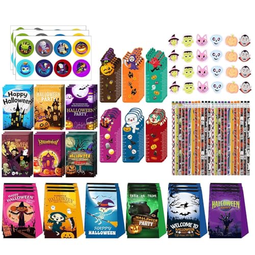 plsyyuw Halloween-Partygeschenke,Partygeschenke für Halloween,Cartoon-Briefpapier-Set für Kinder | Niedliche Schulbelohnungen für Kinder, farbenfrohes Spielset für Zirkusgeschenke, Karnevalspreise von plsyyuw