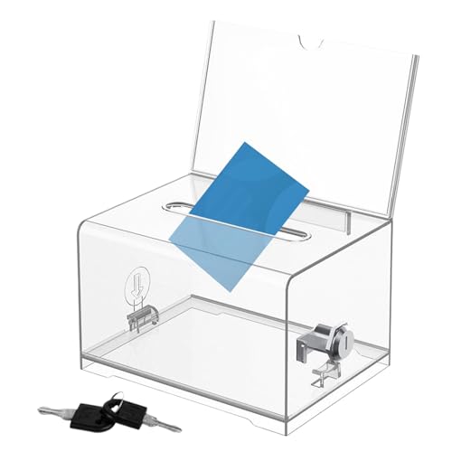 plsyyuw Transparentes Visitenkartenetui, Wahlurne mit Schloss | Transparenter Visitenkarten-Sammelbehälter | Tragbare Vorschlagsbox mit Schloss, minimalistische Spendenbox für Vorschläge von plsyyuw