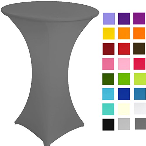 Stehtisch-Stretchbezug, Tischdecke, aus Spandex, Durchmesser 60 cm. Höhe 100–120 cm, 4 Beine, 25 Farben zur Auswahl grey dark von pod linen