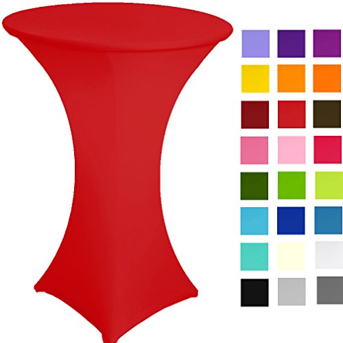 Stehtisch-Stretchbezug, Tischdecke, aus Spandex, Durchmesser 60 cm. Höhe 100–120 cm, 4 Beine, 25 Farben zur Auswahl red bright von pod linen