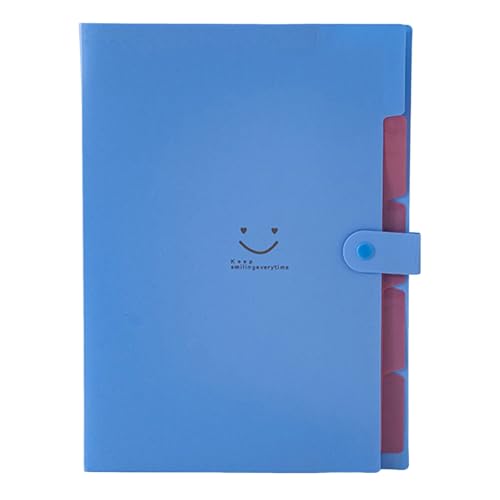 Dokumenten-Organizer mit lächelndem Gesicht, verstärkter Halter, bunter Ordner mit A4-Größe, Dokumentenabheftung für Büro, Organisation, Papierkram, Blau von pofluany