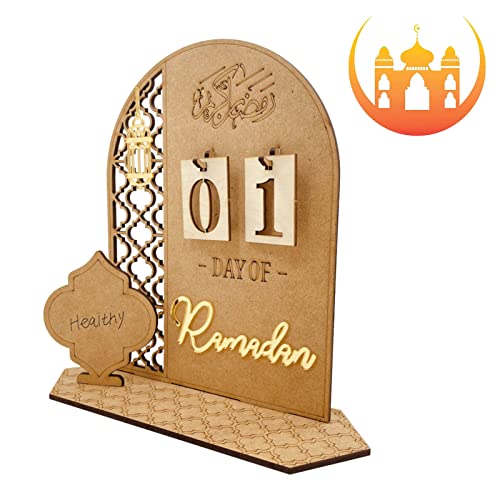 pologmase Eid Mubaraks Kalender, Ramadans Kalender, Ramadans Dekorationen Countdown Kalender für Zuhause, Eid Mubaraks Countdown Kalender Aus Holz Für Ramadans Geschenke von binoa