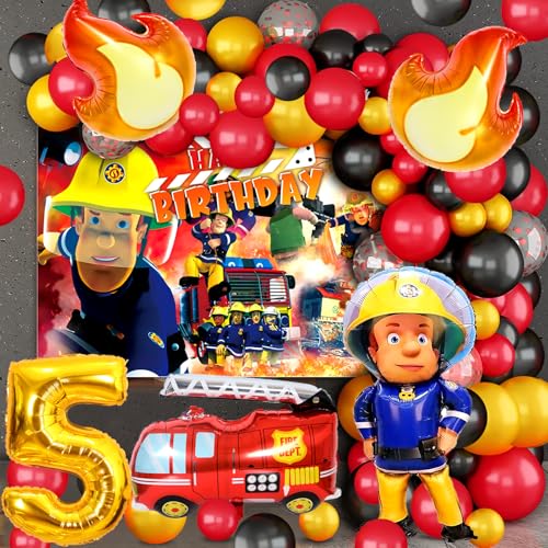 Feuerwehr Geburtstag,61 Stück Feuerwehr Luftballon,Feuerwehr Deko Kindergeburtstag,Ballon Feuerwehrauto, Feuerwehr Folienballon,5. Geburtstag Junge von polrsgh