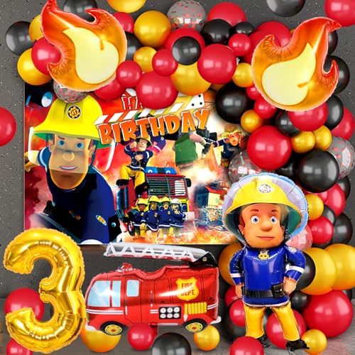 Feuerwehr Geburtstag,61 Stück Feuerwehr Luftballon,Feuerwehr Deko Kindergeburtstag,Ballon Feuerwehrauto, Feuerwehr Folienballon,3. Geburtstag Junge von polrsgh