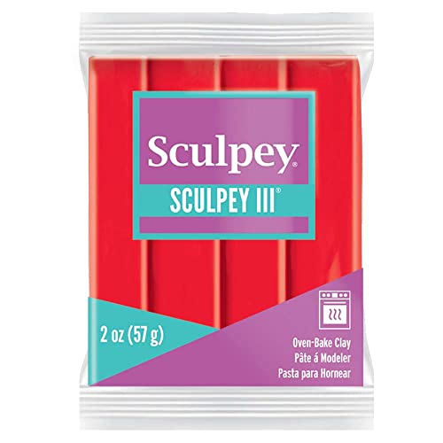 polyform Sculpey III, Modelliermasse, 56 g, Farbe: „Buried Treasure“, Hot Red, Hot Red von Sculpey