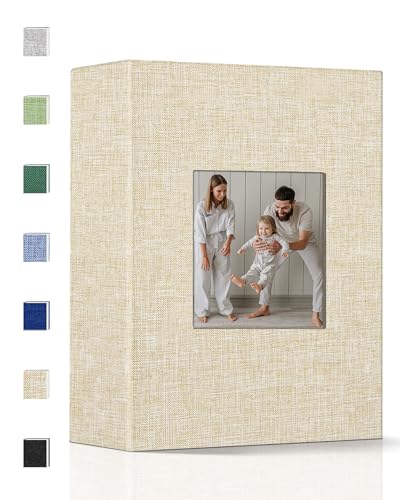 Popotop Fotoalbum, 10 x 15 cm Fotobuch mit 100 Fotos, Leineneinband, Fotobücher mit 300 horizontalen Taschen, Einsteck-Bilderalben für Familie, Hochzeit, Jahrestag, Baby, Urlaubsbilder von popotop