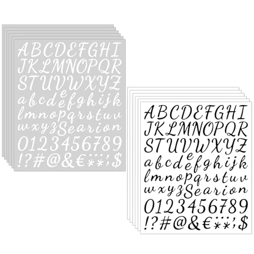 ‎posionks 12 Blätter Selbstklebende Buchstaben Sticker Buchstaben-Set Schwarz Weiß Selbstklebende Vinyl Aufkleber Selbstklebende Alphabet für Adressnummer,DIY Scrapbooking,Dekorationskunst von posionks