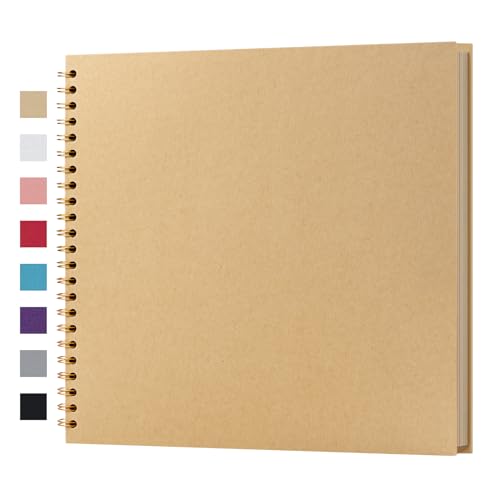 potricher 12 x 12 Zoll DIY Scrapbook Album 40 Seiten Hardcover Kraftpapier Scrap Book Fotoalben Erinnerungsbuch für Hochzeit und Jahrestag Familie (Gelb, 30,5 cm) von potricher