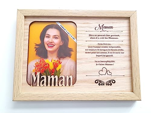 power gift Bilderrahmen aus Holz mit 3D-Ausschnitt Mama - Ihr Lieblingsfoto mit liebevollen Worten - edler Rahmen, originelles und hochwertiges Geschenk von power gift