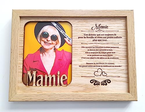 power gift Bilderrahmen aus Holz mit 3D-Ausschnitt Oma - Ihr Lieblingsfoto mit liebevollen Worten - edler Rahmen - originelles und hochwertiges Geschenk (06.) von power gift