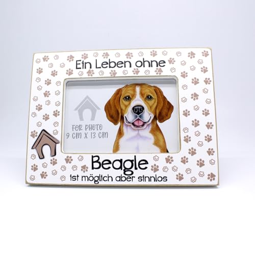 power gift Bilderrahmen mit BEAGLE Spruch. Rahmen für Foto mit Hunde Motiv. Fotorahmen aus Holz zum Aufstellen oder Aufhängen. Geschenk für jeden Hundeliebhaber. von power gift